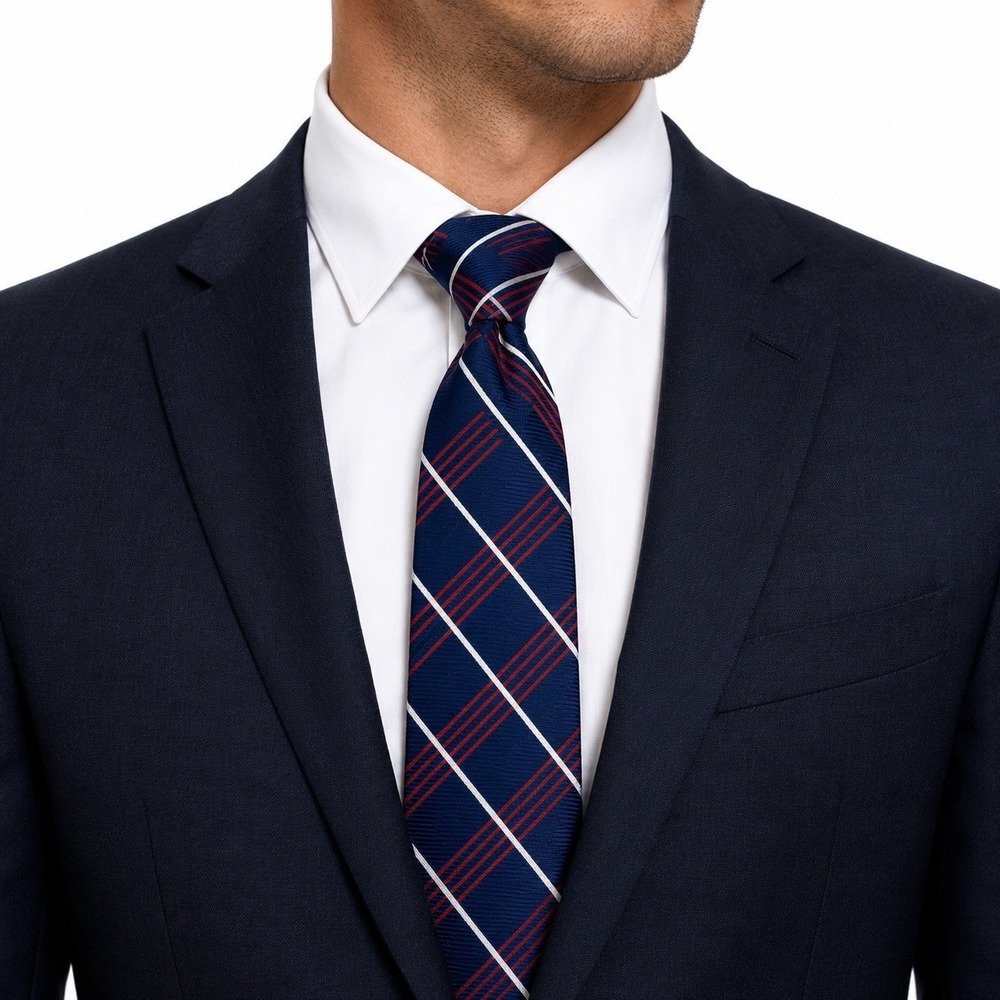 Patriotic 100% Silk RED White Blue Striped Neck Tie Mens 63"  XL Extra Long USA